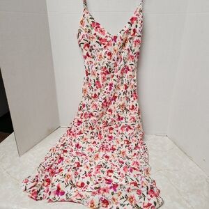 Hello Molly White Floral Slip Dress with Pink & Green Accents